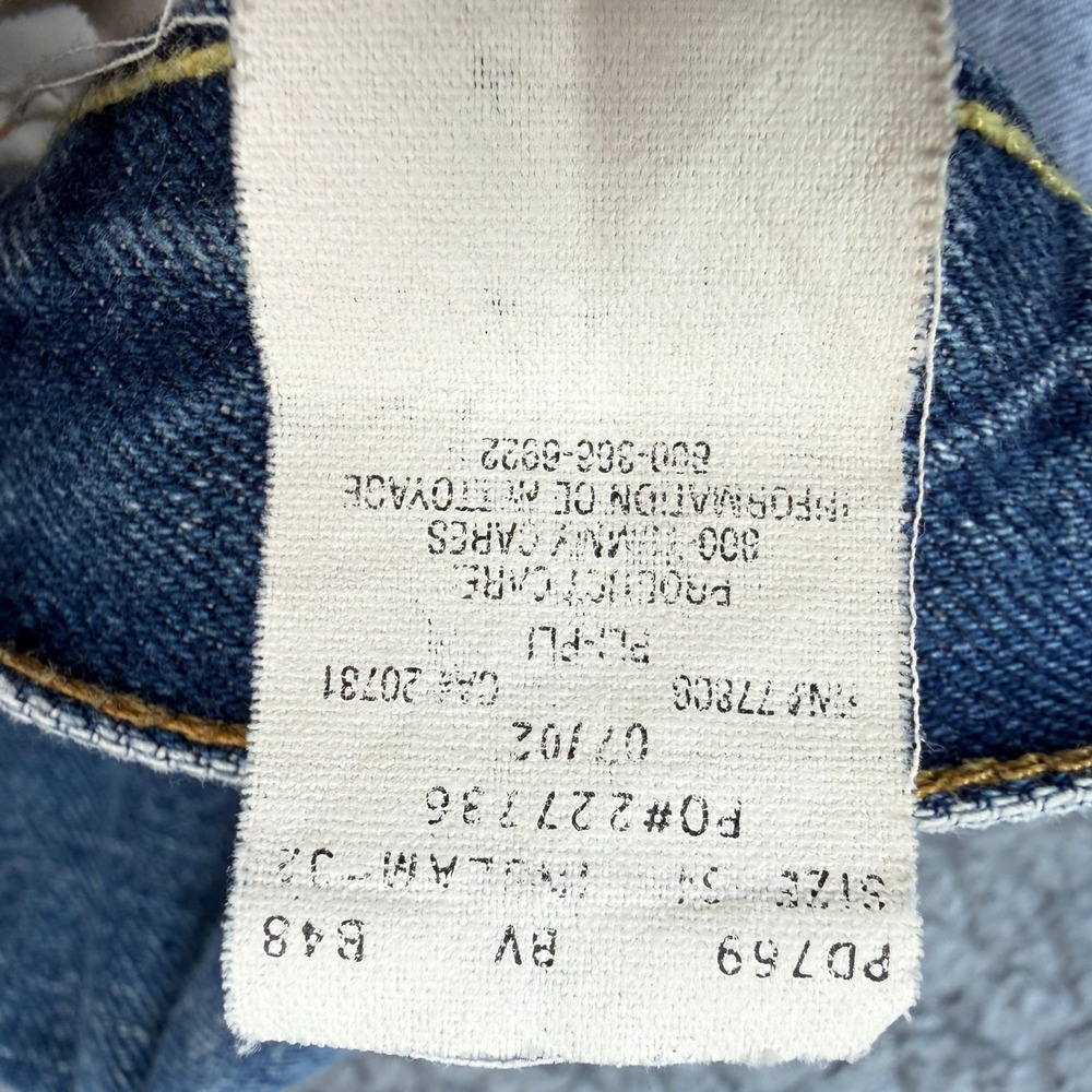 Tommy‎ Jeans Straight Leg Denim Mens 34x30 Blue Frayed Hem 90s Vintage - Picture 10 of 15